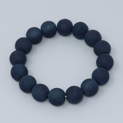 Men's Rosary Bracelet with Blue Pearls, Blue Dye with Cherry