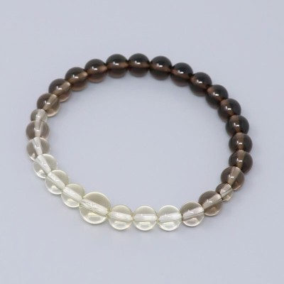 Bracciale rosario in quarzo marrone/quarzo limone sfumato