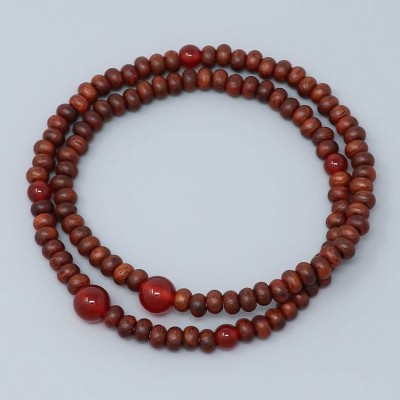 Rosary Bracelet in Zebrawood and Agate 108 bead