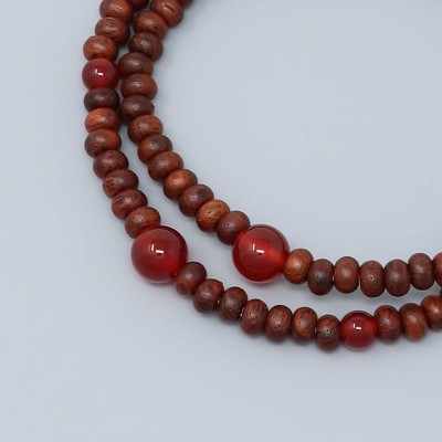 Rosary Bracelet in Zebrawood and Agate 108 bead