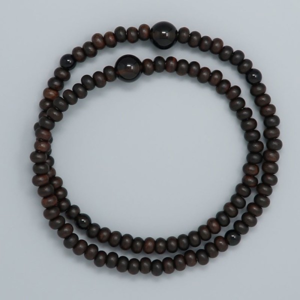 Rosary Bracelet in Striped ebony 108 bead brown crystal finish