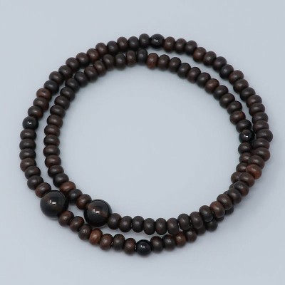 Rosary Bracelet in Striped ebony 108 bead brown crystal finish