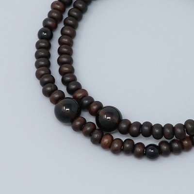 Rosary Bracelet in Striped ebony 108 bead brown crystal finish