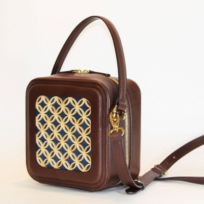 Hanakumiko mini bag brown and blue