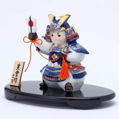 Samurai General in Polychrome and Gold Porcelain