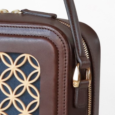 Hanakumiko mini bag brown and blue