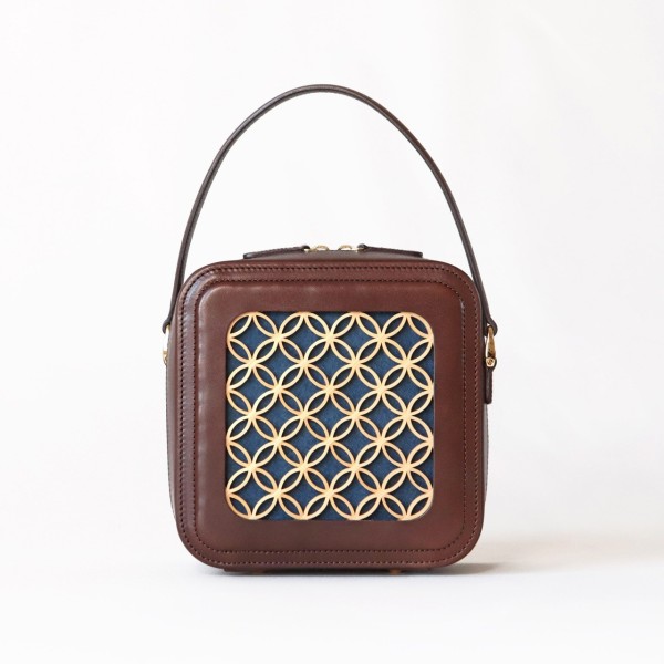 Hanakumiko mini bag brown and blue