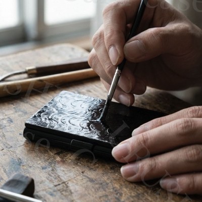 Urushi Card Case – "Winter Awakening"