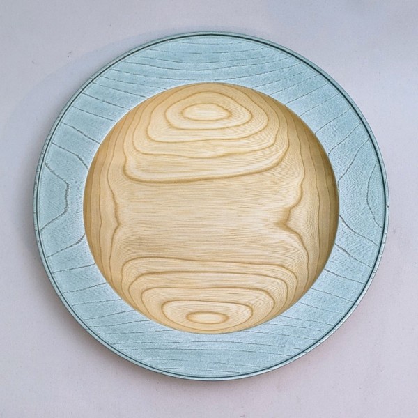 Piatto di legno verde acqua