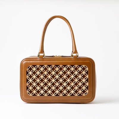 Hanakumiko handbag, Cammello e cioccolato