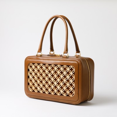 Hanakumiko handbag, Cammello e cioccolato