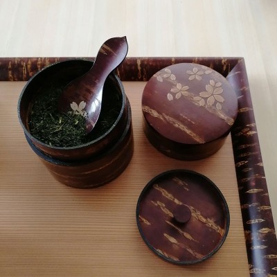 Tea scoop hyotan sakura